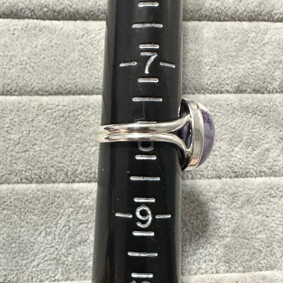 New Sterling Silver Purple Oval Morado Violet Flame Opal Ring Sz 8 Crystal - Picture 4 of 16